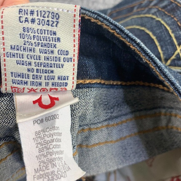 Y2K 90s True Religion Jeans Thick Stitch Boot Cut Blue WC92317QV Sz 27 X31 USA - Picture 8 of 15